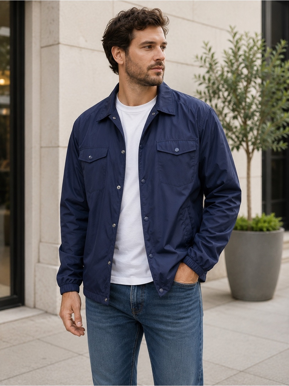 UGG Navy Coach Jacket XL Lightweight Snap Front Utility Jacket